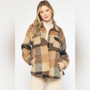 Entro Plaid Shacket Eyelash Thread